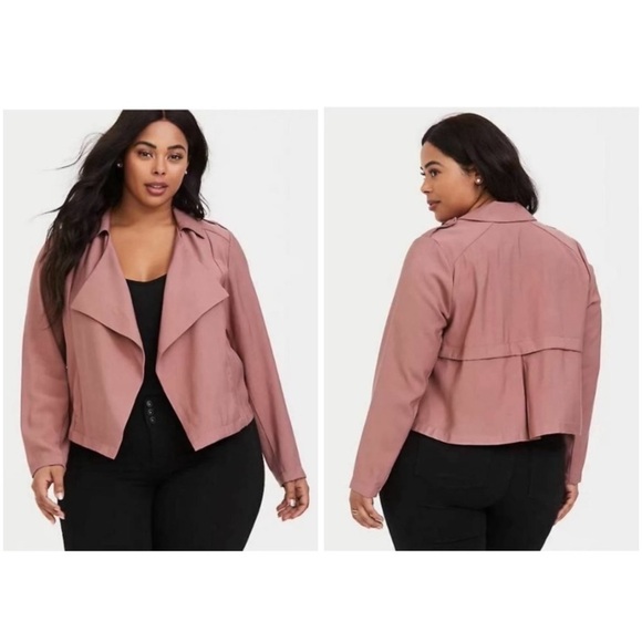 Torrid Mauve Pink Open Front Twill Jacket Size 3X - Picture 2 of 16